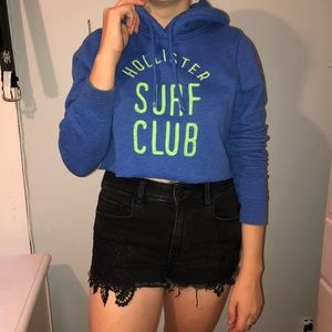 blue Hollister cropped hoodie